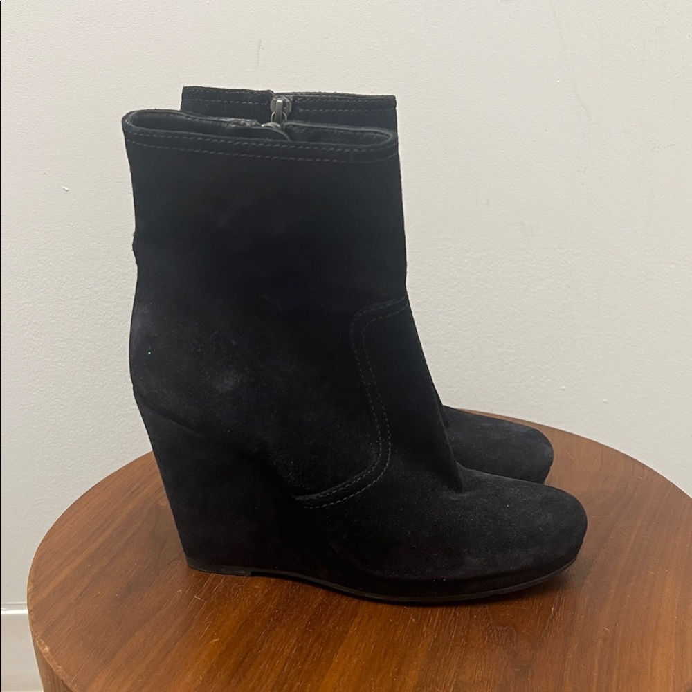 Prada Suede Wedge Ankle Boots
